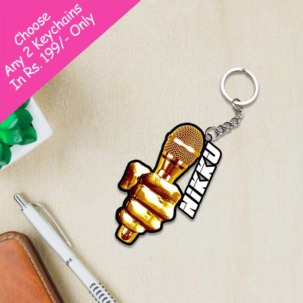 Musical Instrument Keychain Or Keyrings With Name | Love Craft Gifts