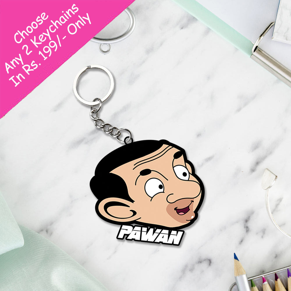 Mr. Bean Keychain Or Keyrings With Name | Love Craft Gifts