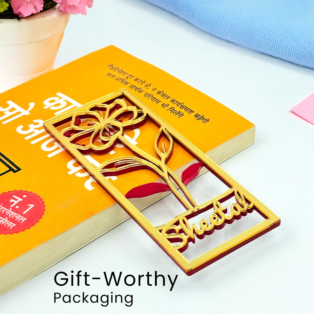 Personalized 5 pcs Flower Golden Acrylic Bookmark - 2x5 inches