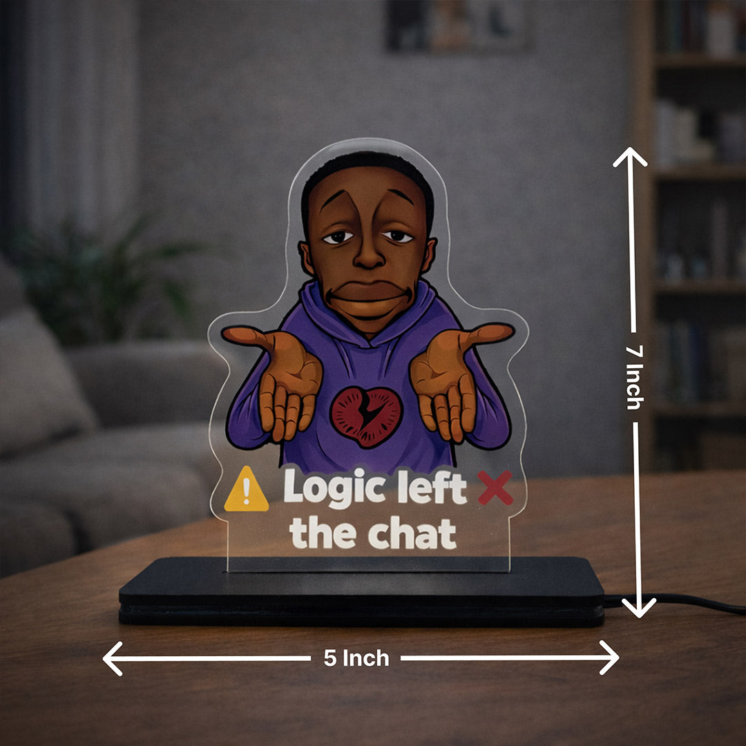 Logic Left The Chat LED Acrylic Lamp – Funny Meme Table Decor (7x5 Inch) | Love Craft Gifts
