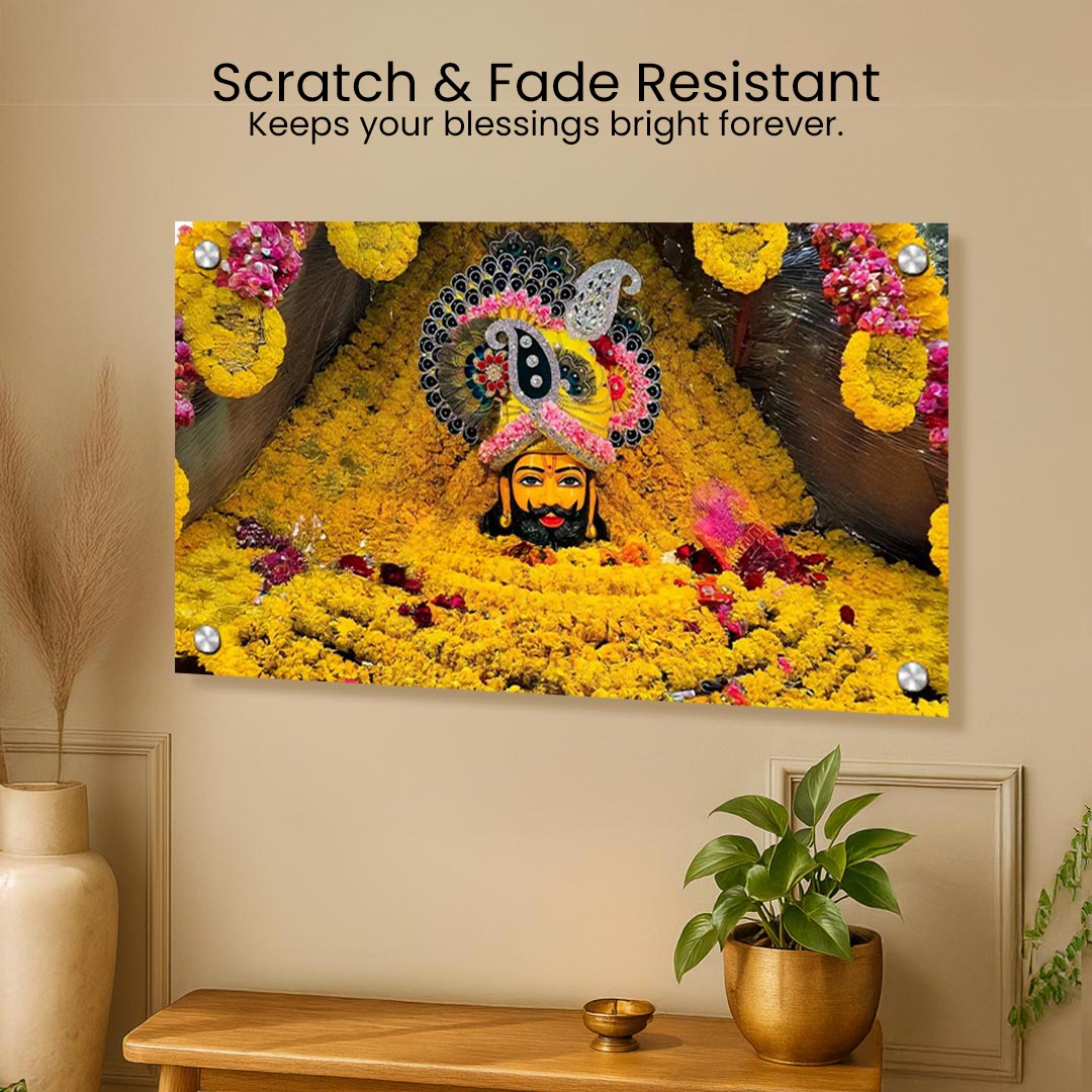 Love Craft Gifts – Khatu Shyam Ji Premium Acrylic Wall Frame | UV Printed | 24×36 inch | Stud Mounting