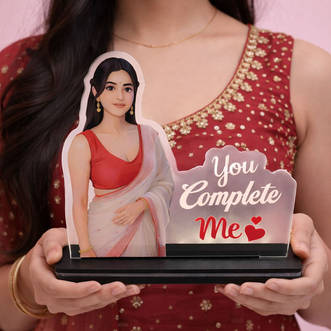 You Complete Me – Personalized Photo Acrylic LED Lamp (8×8")