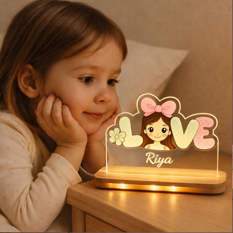 Personalized Cartoon Name LED Lamp for Kids (5×7 Inch)