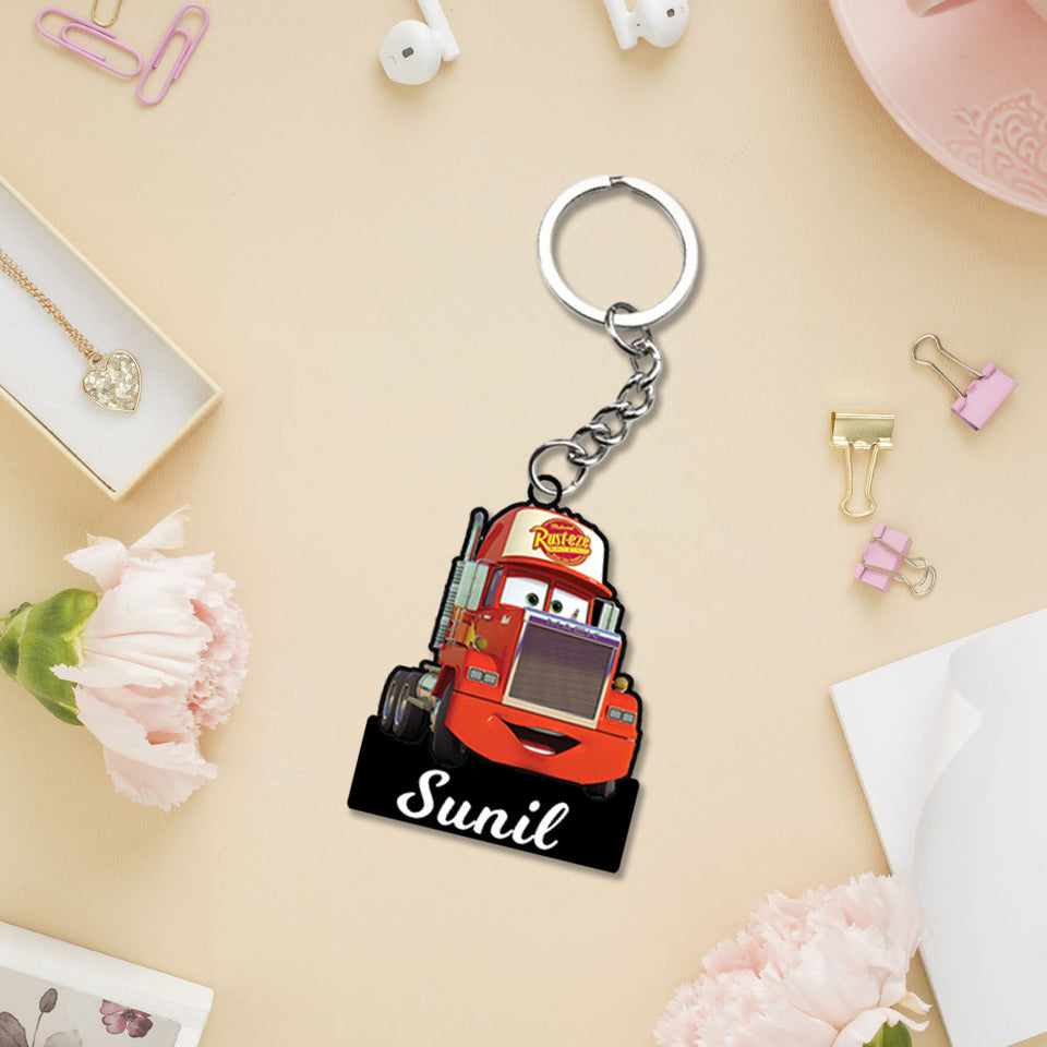 Lightning McQueen Cars Characters Keychain With Name | Love Craft Gifts