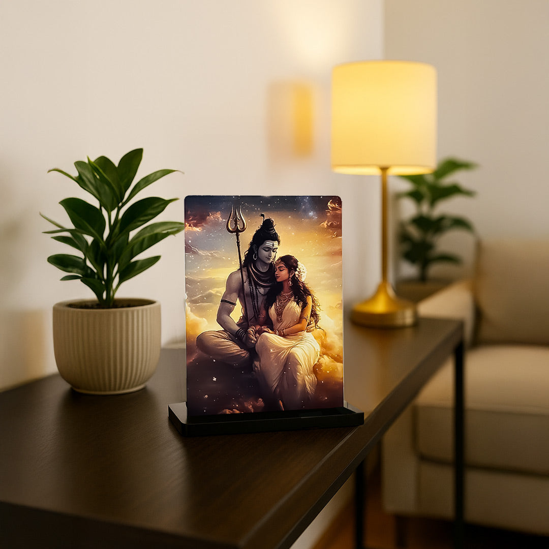 Acrylic Car Dashboard Frame – Shiva & Parvati (4x6 inches)