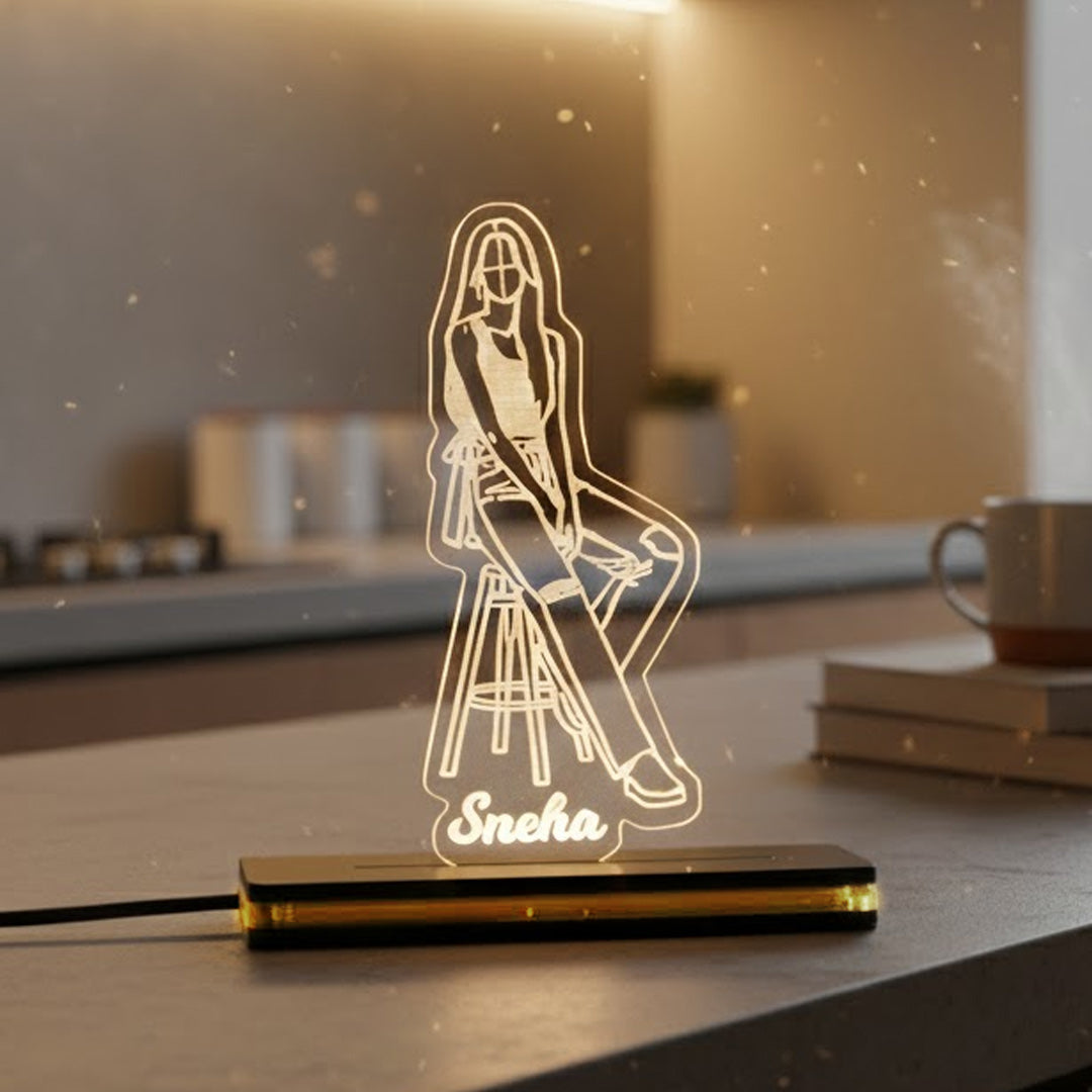 Personalized Name Acrylic LED Lamp (4 × 6 Inch) | Love Craft Gifts