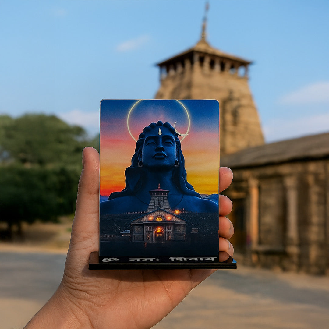 Adiyogi Shiva Acrylic Car Dashboard Frame – UV Printed 4×6 Inch Spiritual Dashboard Decor