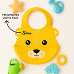 Personalized Silicone Baby Bib – Cute Bear Design | Love Craft Gifts