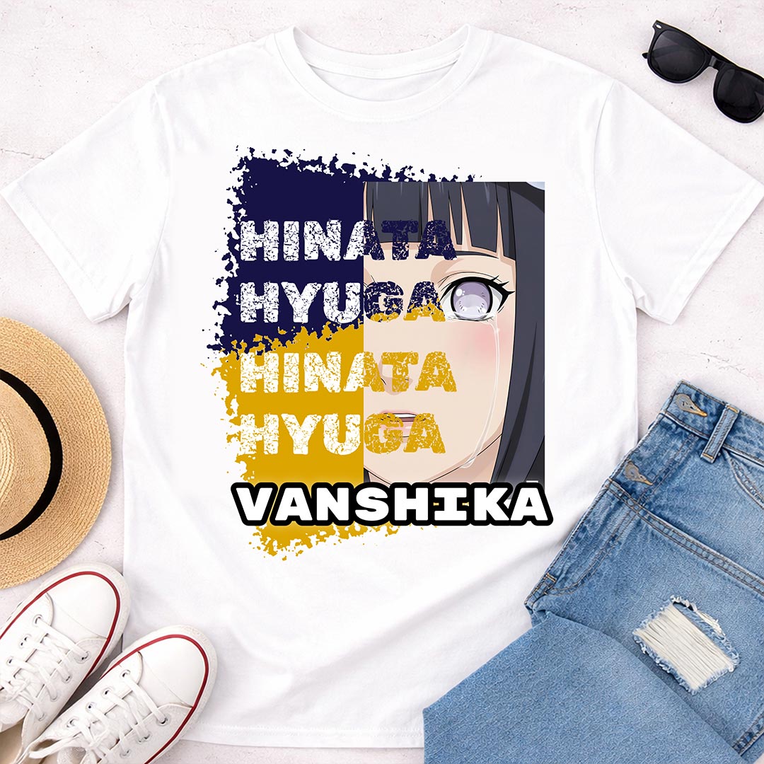 Personalized Hinata Hyuga Anime Name T-Shirt for Women – Custom Printed White Tee | Love Craft Gifts