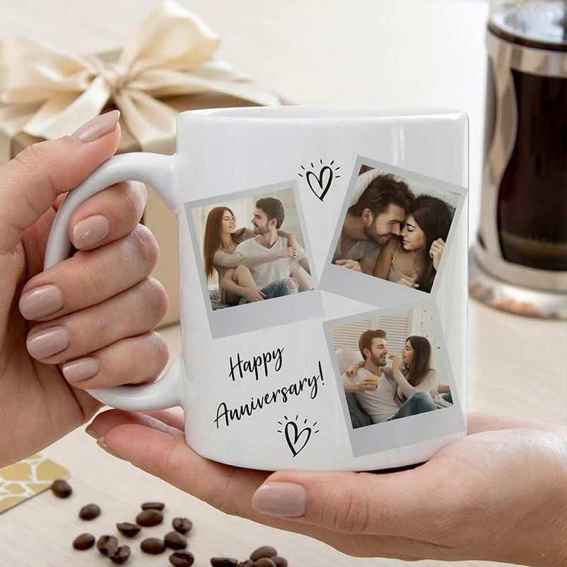 Anniversary Photo Mug 250ml | Custom Polaroid-Style Couple Collage | Love Craft Gifts™