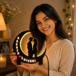 Personalized Couple Moon LED Lamp with Custom Names Romantic Night Light Gift 9x6" | Love Craft Gifts™