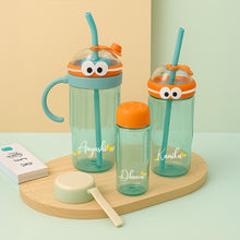 Personalized 3 in 1 Cartoon Tumbler with Straw – Aqua Blue