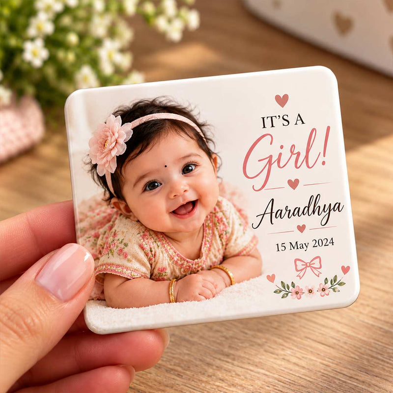 Baby Photo Fridge Magnet 2×2" | Custom Birth Keepsake | Love Craft Gifts™