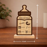Personalized Baby Bottle Wooden Name Frame | Custom Newborn Details Gift - 4x8" | Love Craft Gifts™
