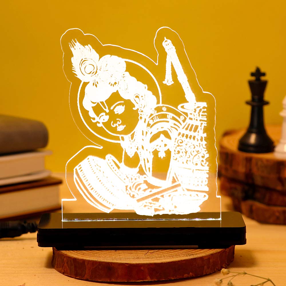Bal Krishna LED Car Dashboard Lamp – Premium Acrylic Lord Krishna Dashboard Light for Car Interior, Home Temple Decor & Spiritual Gift | LoveCraftGifts™