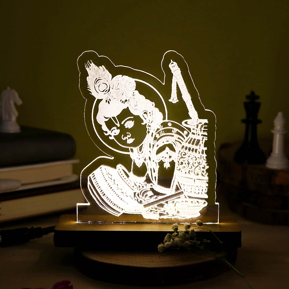 Bal Krishna LED Car Dashboard Lamp – Premium Acrylic Lord Krishna Dashboard Light for Car Interior, Home Temple Decor & Spiritual Gift | LoveCraftGifts™