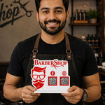Personalized Barber Shop QR Code Table Stand | Custom Salon Social Media & Payment Scan Display for Barbers & Salons - 9x7.5" | Love Craft Gifts™