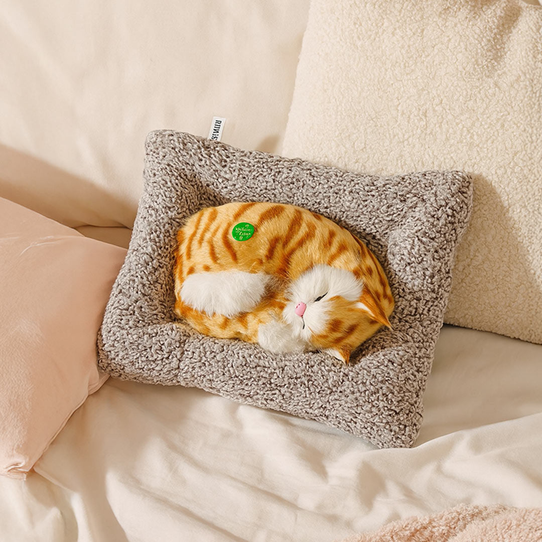 Realistic Meowing Sleeping Cat Toy – Ginger Color | Love Craft Gifts