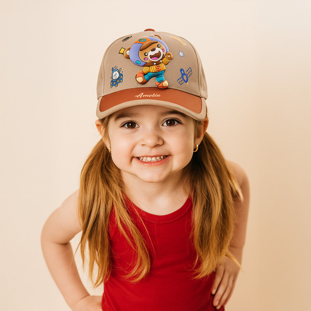 Custom Name Kids Cap with Frog Spinner – Playful Cartoon Hat for Toddlers | Love Craft Gifts
