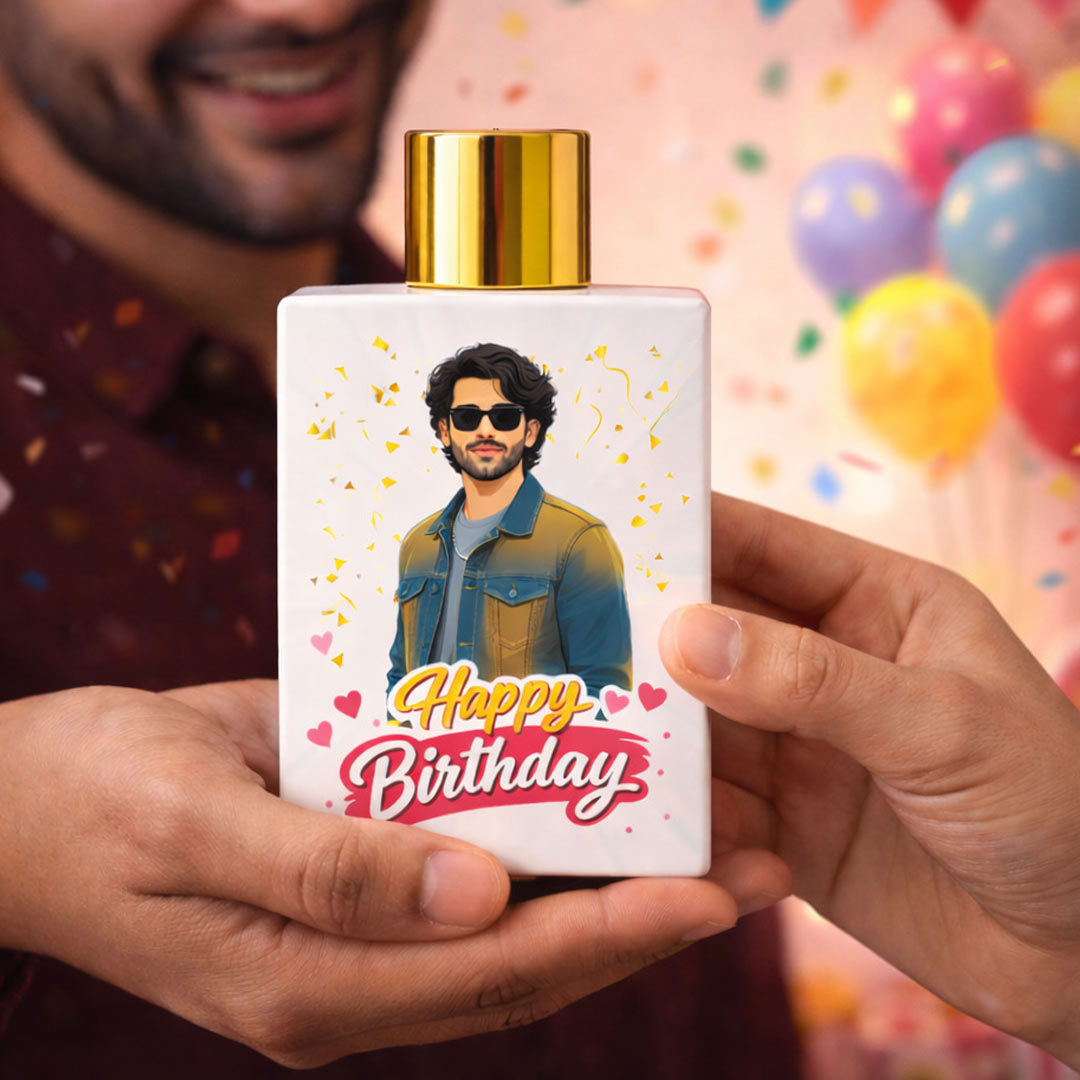 Happy Birthday Personalized Cartoon Perfume – Bellavita White Oud Eau De Parfum (100ml) | Love Craft Gifts