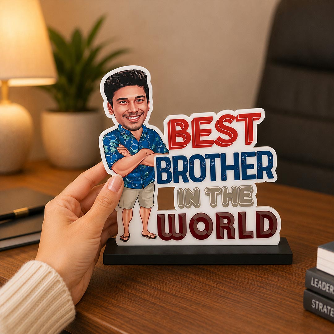 Best Brother in the World Photo Stand | Personalized Cartoon Brother Gift