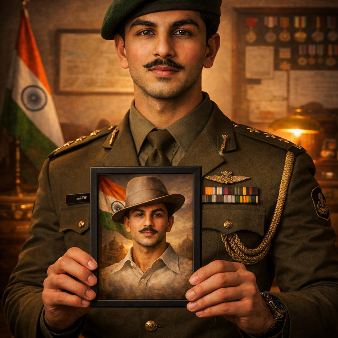 Bhagat Singh Patriotic Portrait Wall Frame – Inspirational Indian Freedom Fighter Wall Art | Love Craft Gifts