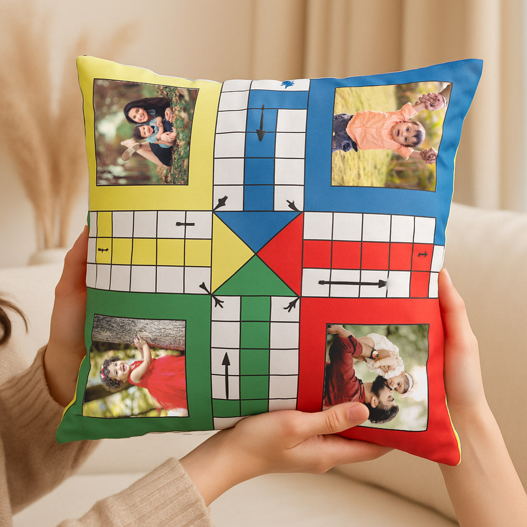 Ludo Game Personalized Photo Cushion (10x10) | Love Craft Gifts