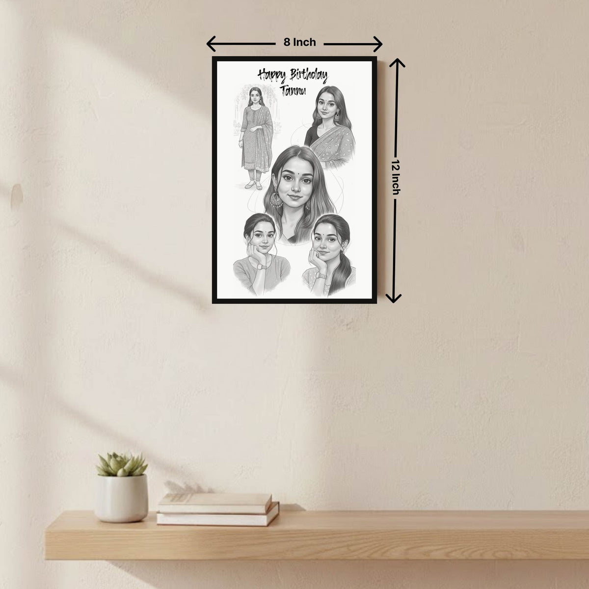 Personalized Sketch Portrait Frame – Birthday Special | Love Craft Gifts
