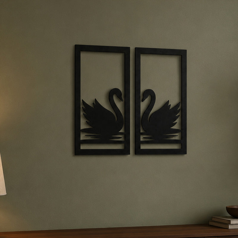 Black Swan Wall Art Set 12x12" | Two Piece Romantic Couple Home Wall Decoration | Love Craft Gifts™