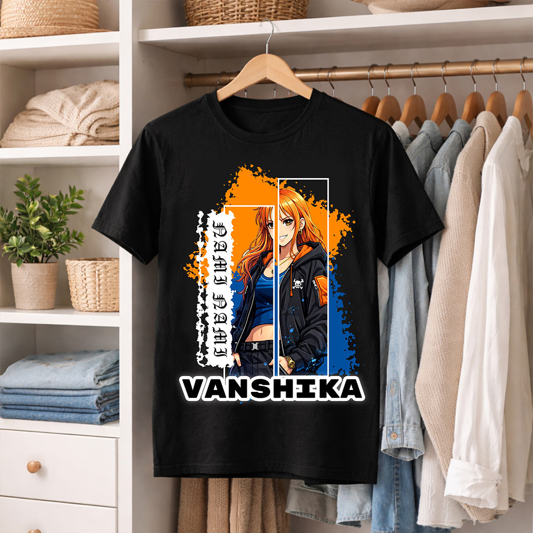 Personalized Nami Anime Name T-Shirt for Women – Custom Printed Black Tee | Love Craft Gifts