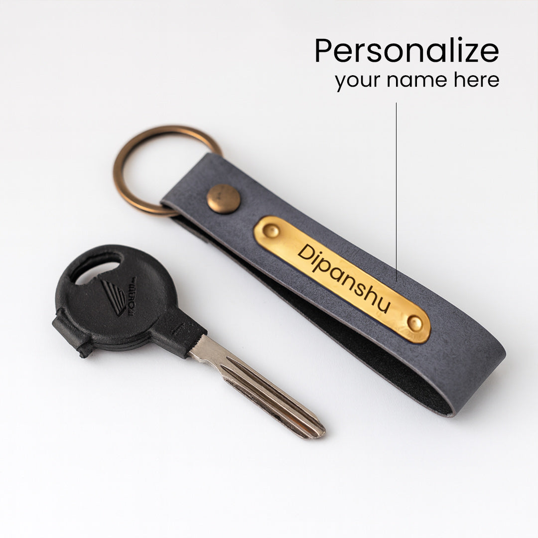 Personalized Leather Keychain with Name Plate | Love Craft Gifts