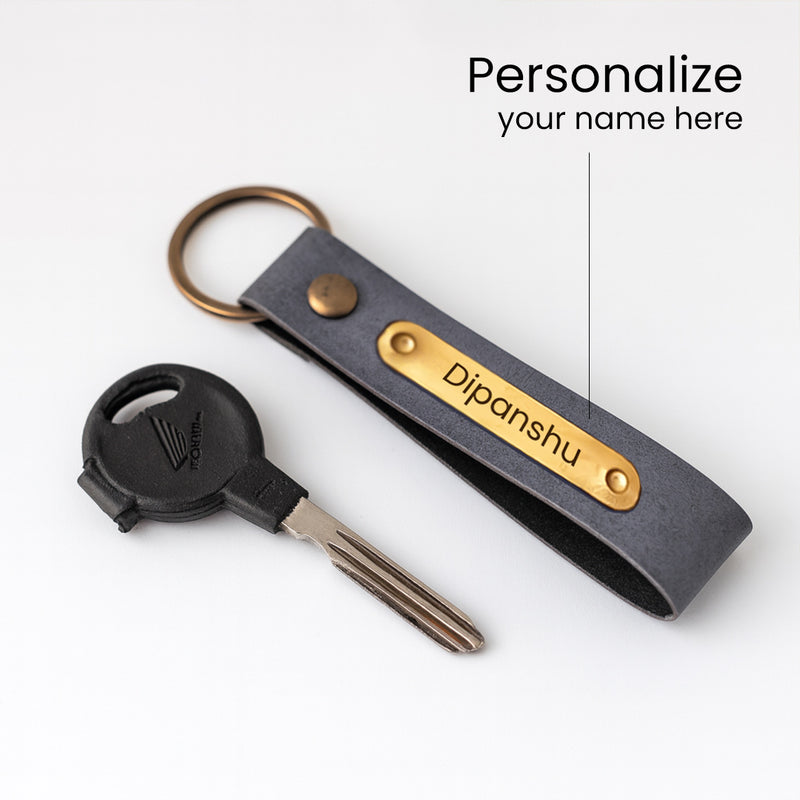 Personalized Leather Keychain with Name Plate | Love Craft Gifts