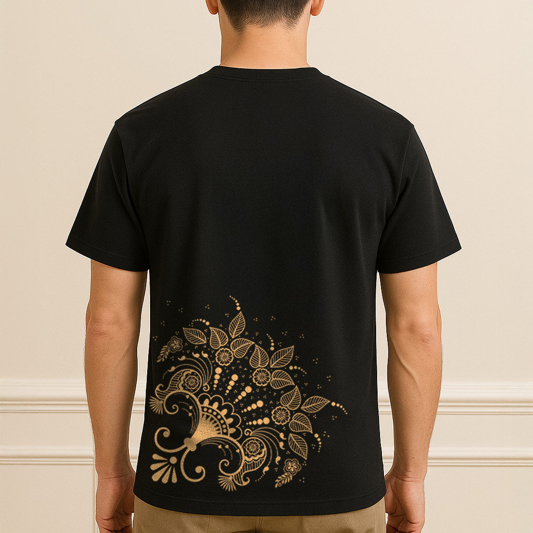 Traditional Indian Art Print T-Shirt – Elegant Gold Mandala Motif | Love Craft Gifts
