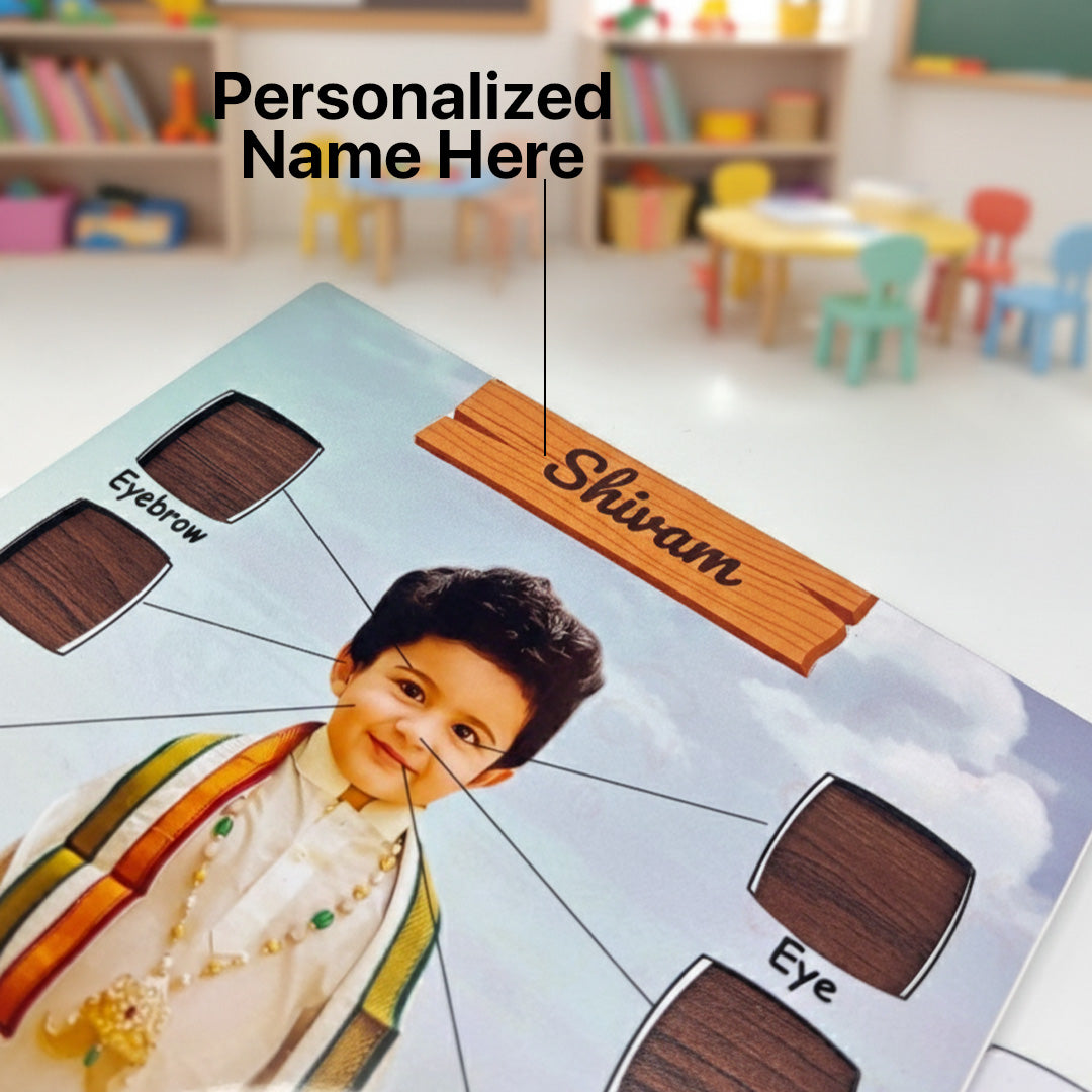 My First Learning Board – Personalized Body Parts Photo Chart (10×10″) | Love Craft Gifts