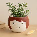 Brown Happy Face Ceramic Planter Pot | Love Craft Gifts