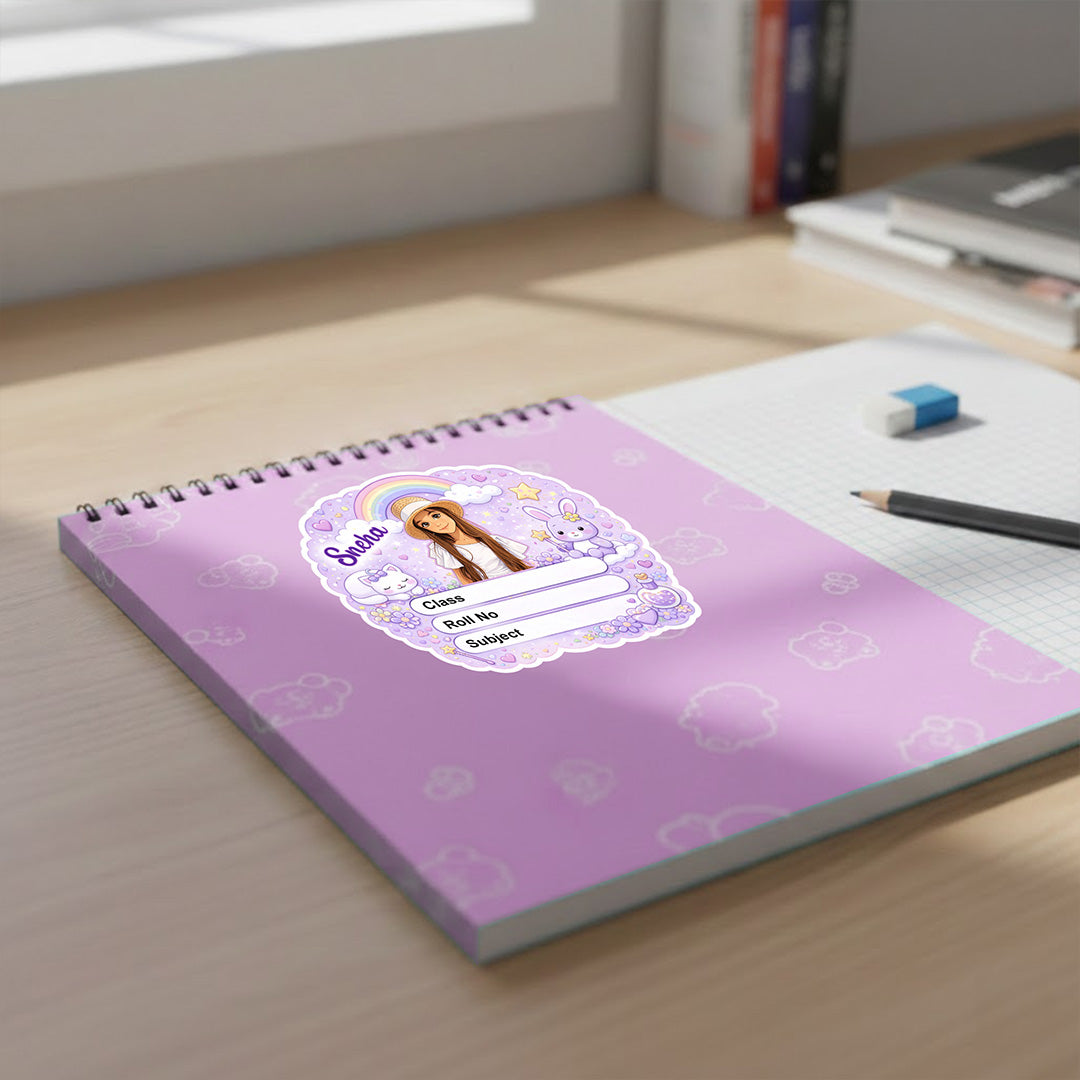 Personalized Cute Bunny Rainbow Theme Kids Name Slips (2x3 Inch, 28 Stickers) – Custom Name & Photo School Labels | Love Craft Gifts