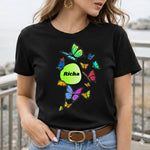Personalized Butterfly Name Print Black T-Shirt – Custom Name Unisex Tee | Love Craft Gifts