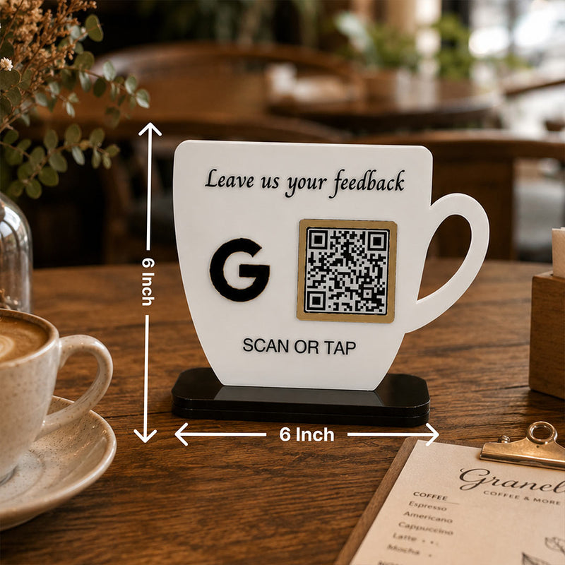 Personalized QR Code Feedback Stand | Custom Google Review Scan Display for Cafés, Restaurants & Businesses - 6x6" | Love Craft Gifts™