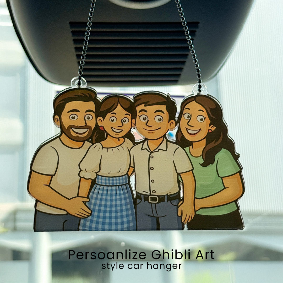 Personalized Family Ghibli Car Hanger | Love Craft Gifts