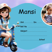 Customized Cartoon Cute Girl Name Slips  | 12x18" Sheet with 36 Labels