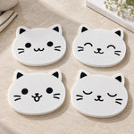 Cat Shaped Coasters 3.5×3.5 Inch | Cute White Table Coasters