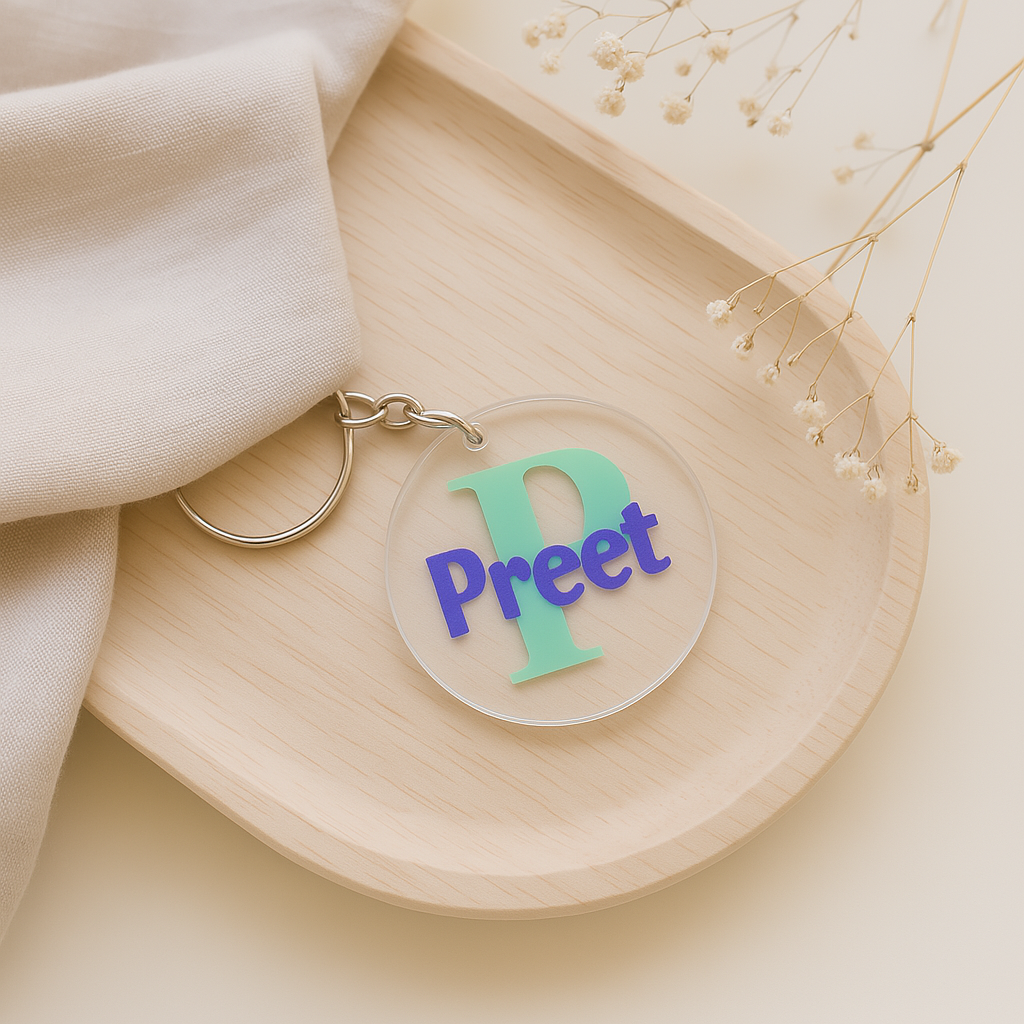 Name & Initial Round Keychain