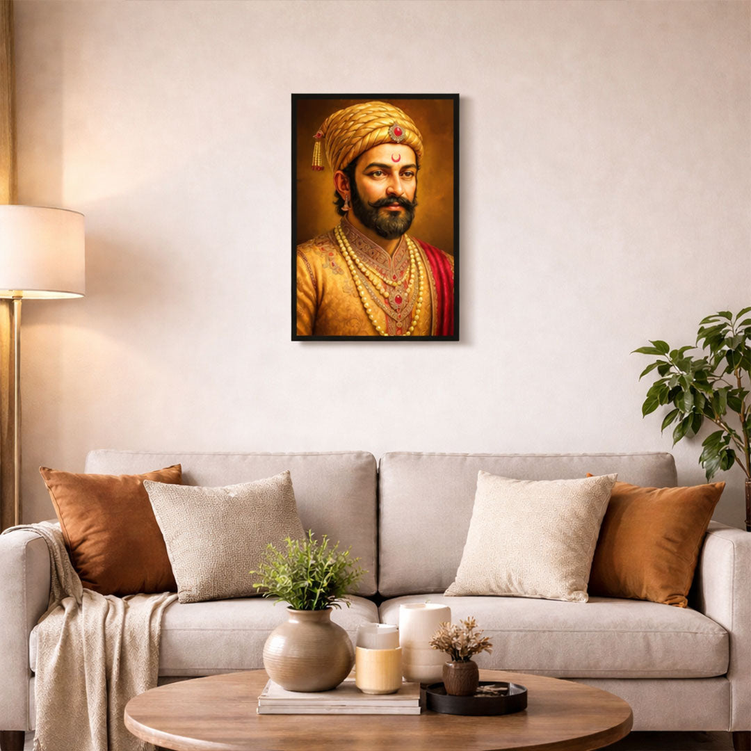 Chhatrapati Shivaji Maharaj Inspirational Portrait Wall Frame – Patriotic Maratha Warrior Wall Art | Love Craft Gifts