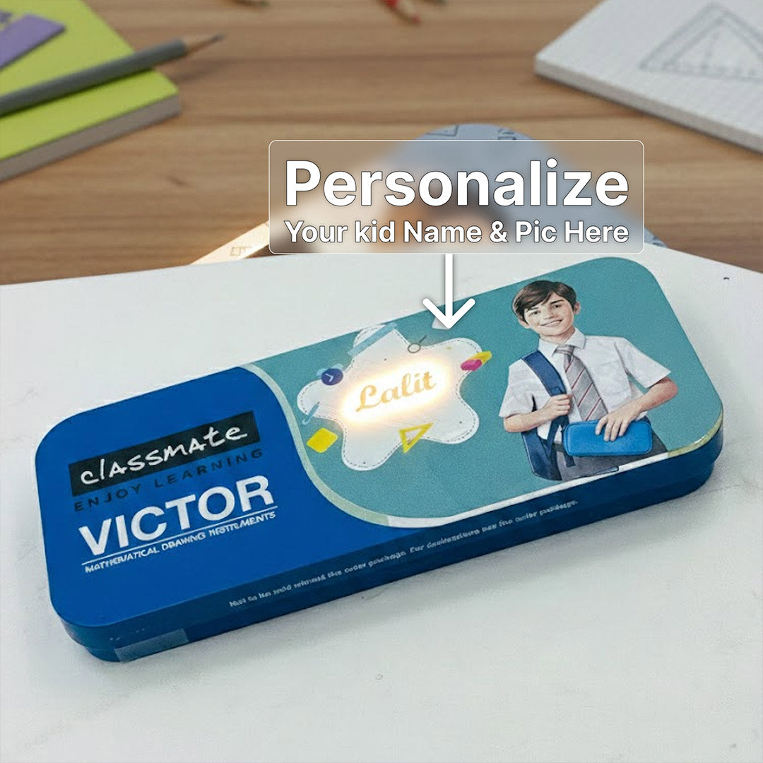 Personalized Classmate Victor Geometry Box with Name & Photo | Love Craft Gifts