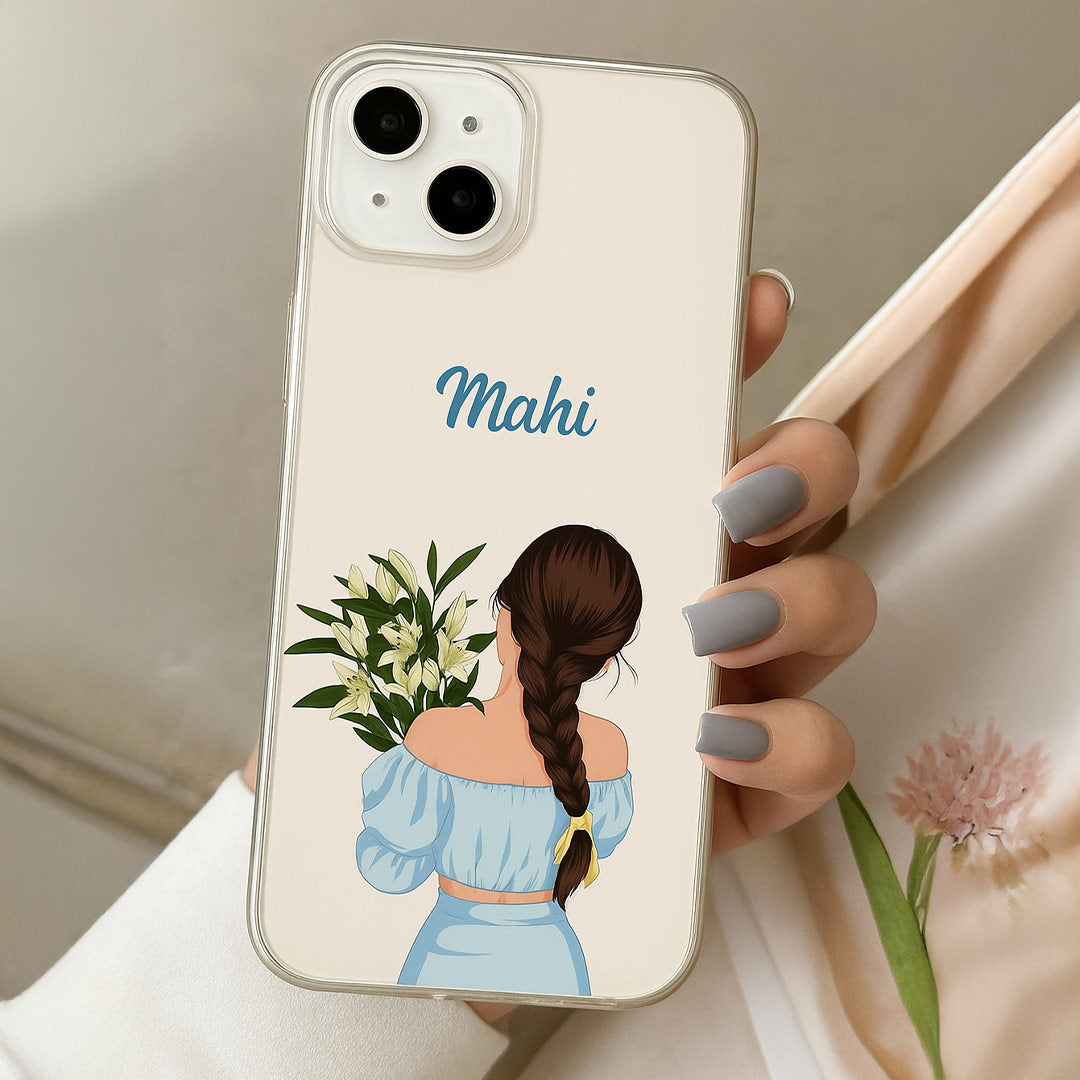 Custom Illustrated Name Phone Case – Personalized Cartoon Portrait Clear Cover | Love Craft Gifts