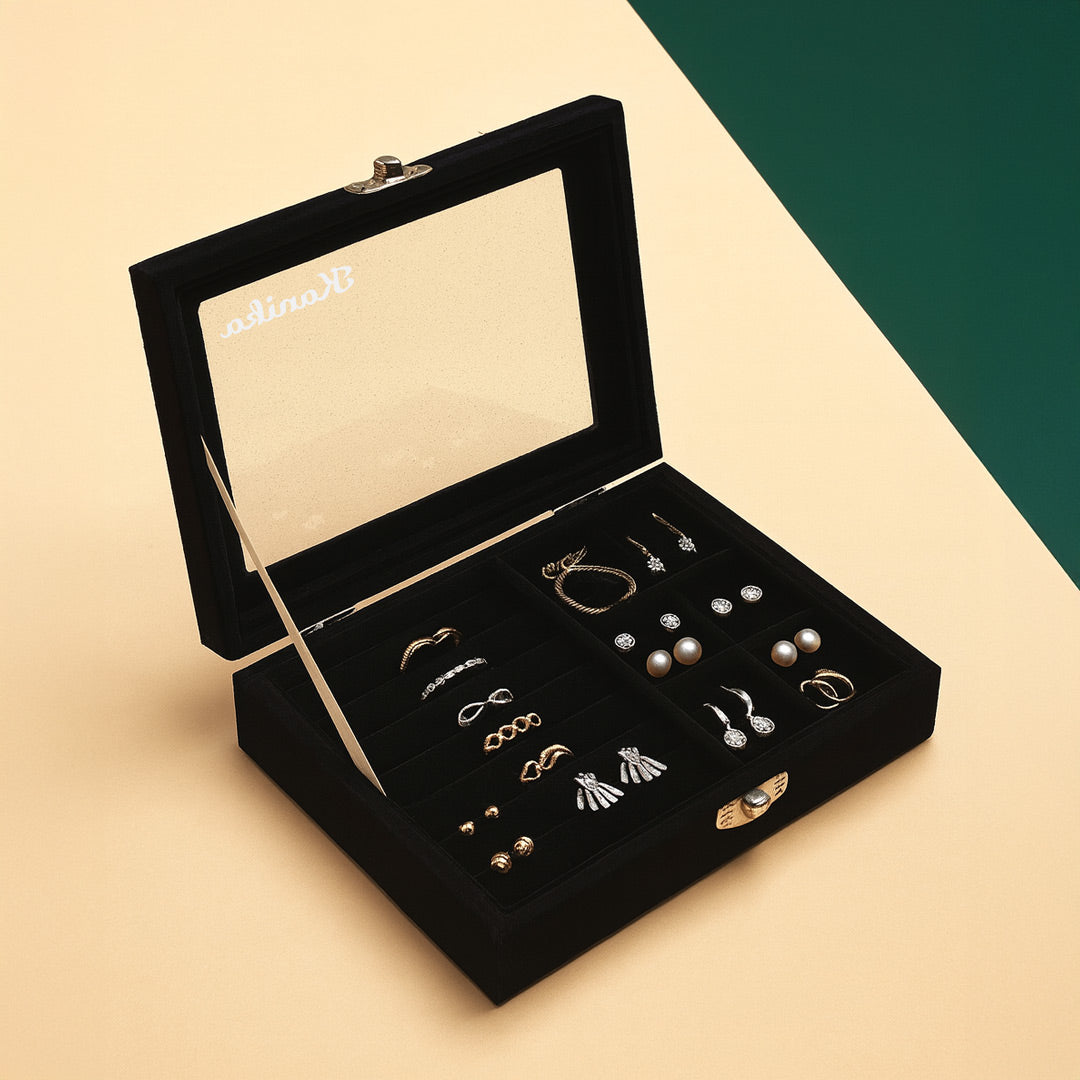 Black Velvet Jewellery Organizer Box | Love Craft Gifts