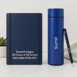 Personalized Blue Gift Combo – Bottle, Pen & Diary | Corporate or Personal Gifting | Love Craft Gifts