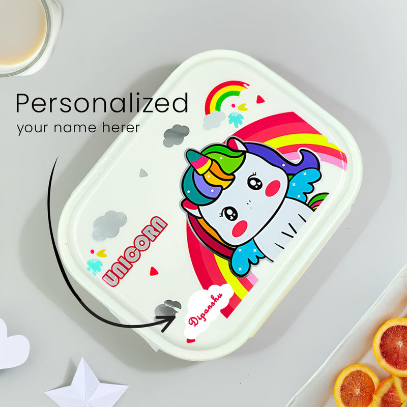 Tiffin Box With Custom Name & Cartoon Design