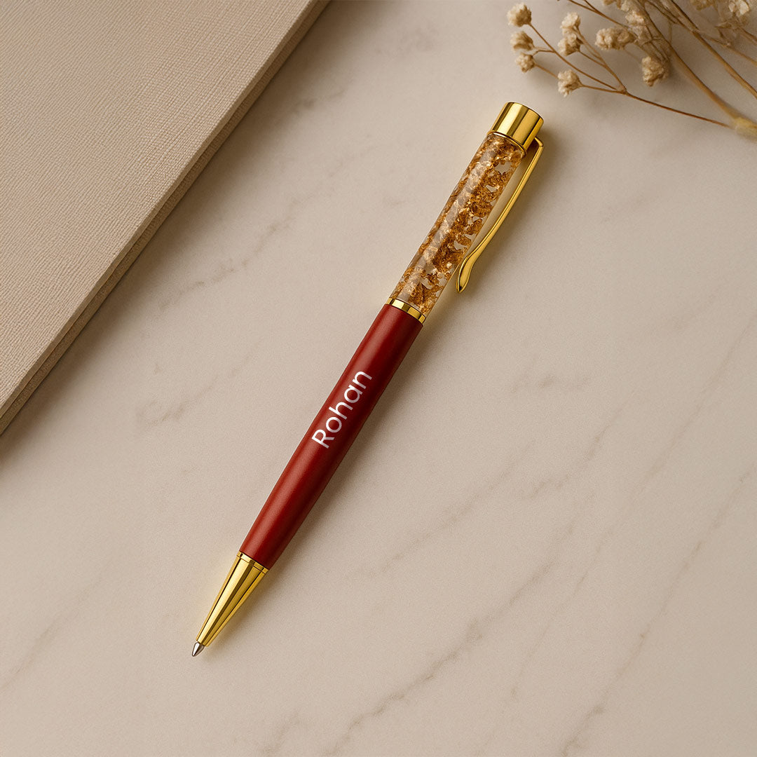 Luxury Personalized Gift Set – Orange Diary, Pen & Red Bottle with Custom Name | Love Craft Gifts