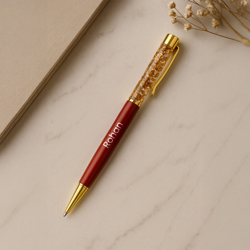 Luxury Personalized Gift Set – Orange Diary, Pen & Red Bottle with Custom Name | Love Craft Gifts